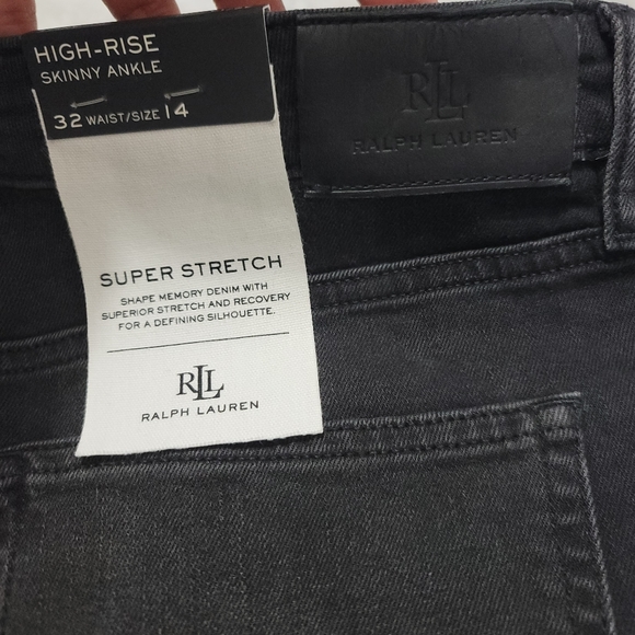 Lauren Ralph Lauren High-Rise Skinny Ankle Jean Women's Size14 Empire Black Wash - Picture 15 of 15